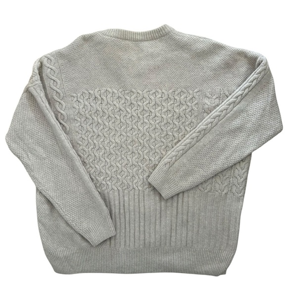 Madewell Patchwork Cableknit Tunic Sweater Heather Beige Wool Blend Size XL - Picture 6 of 10